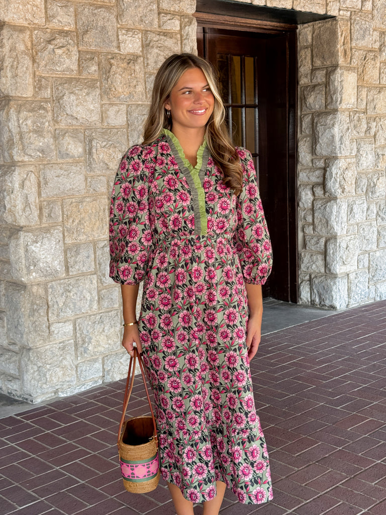 Sweet Sage Midi Dress Clothing Peacocks & Pearls Lexington