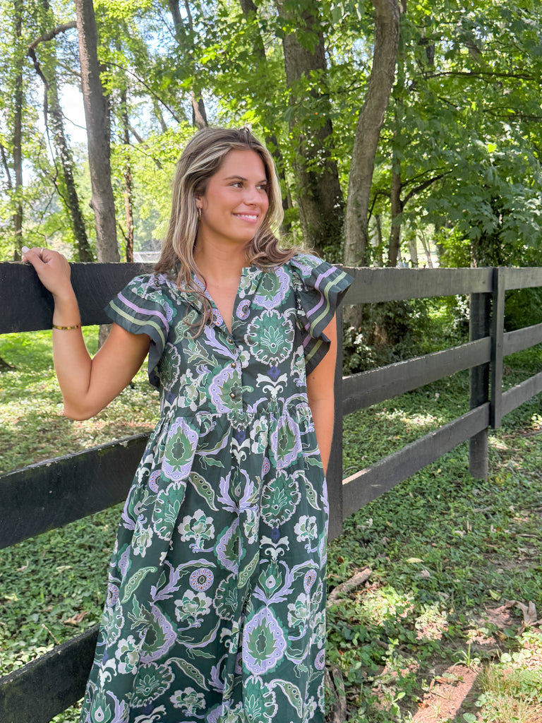 Shaded Iris Midi Dress Clothing Peacocks & Pearls Lexington