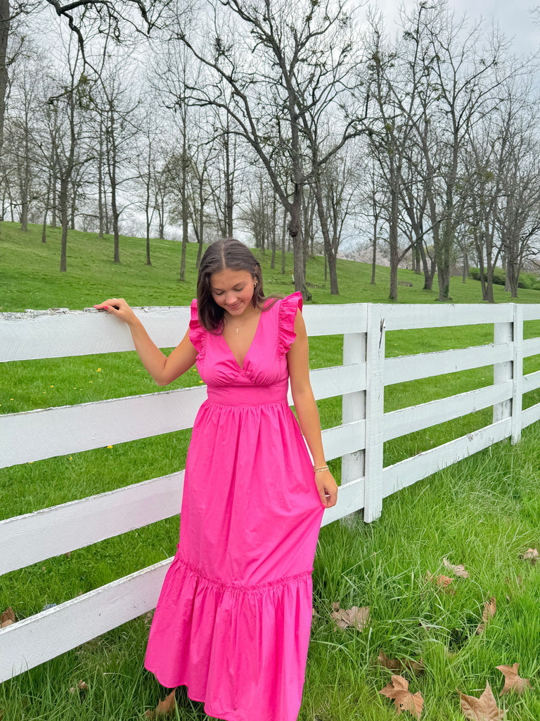 Poplin Tie Back Midi Dress Clothing SugarLips   