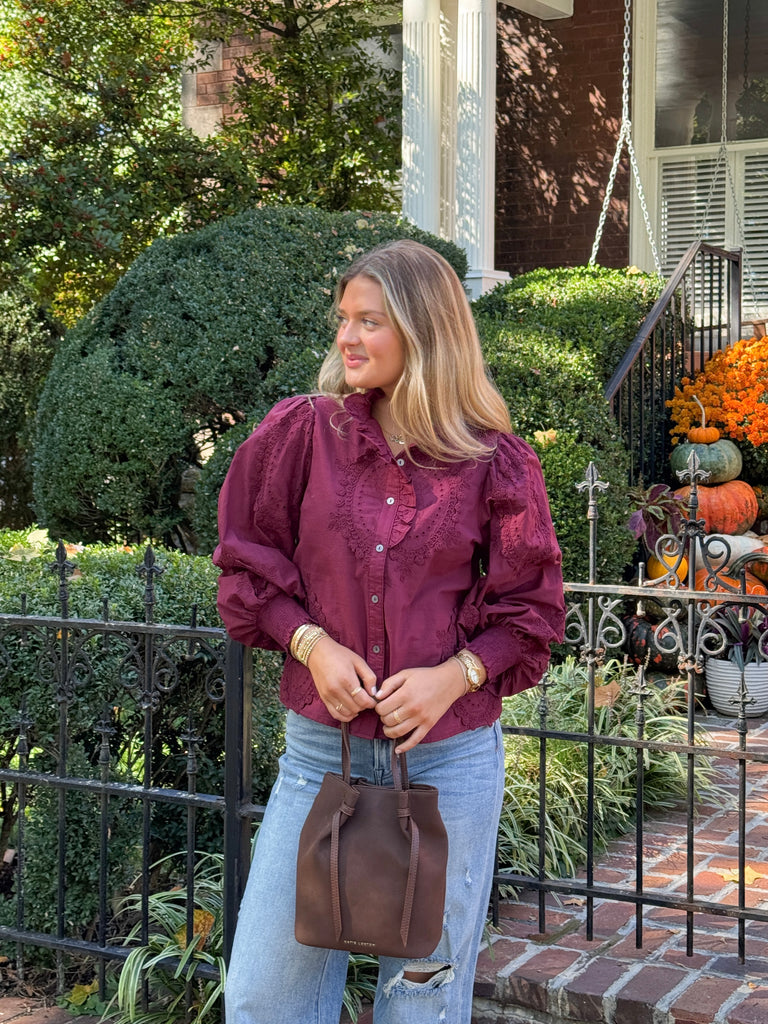 Turkey Day Embroidered Top Clothing Peacocks & Pearls Lexington