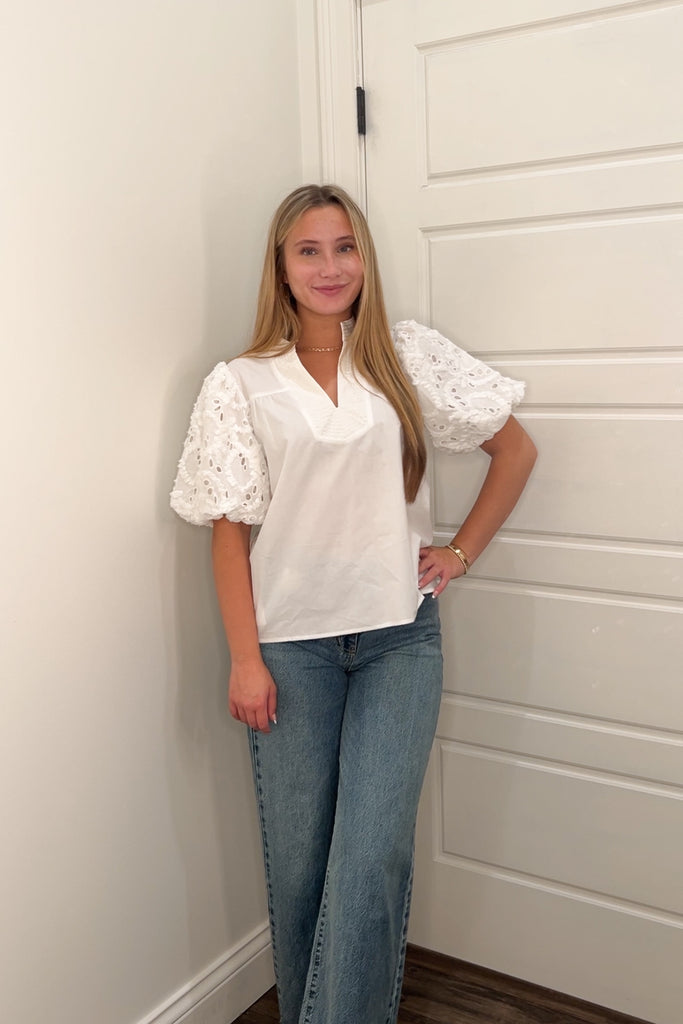 The Georgia Eyelet Top Clothing Peacocks & Pearls Lexington