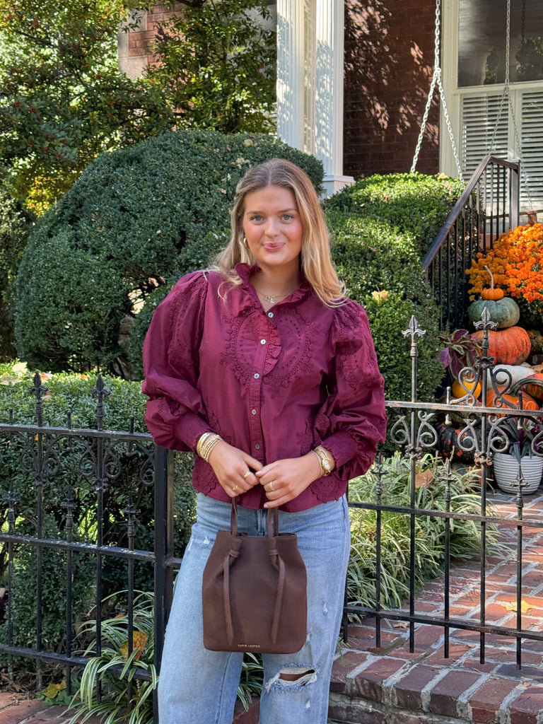 Turkey Day Embroidered Top Clothing Peacocks & Pearls Lexington
