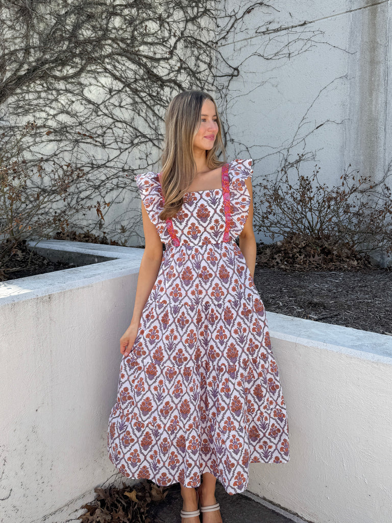 Kacie Gardenia Midi Dress Clothing Peacocks & Pearls Lexington