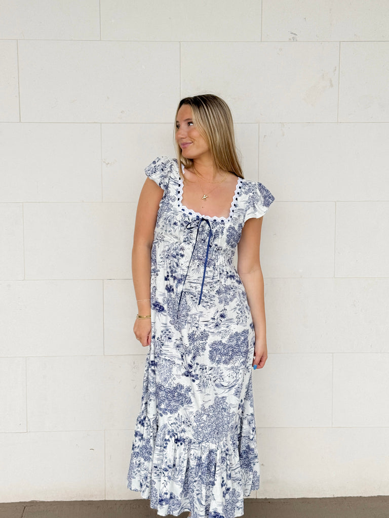 Midnight Toile Maxi Dress Clothing Peacocks & Pearls Lexington