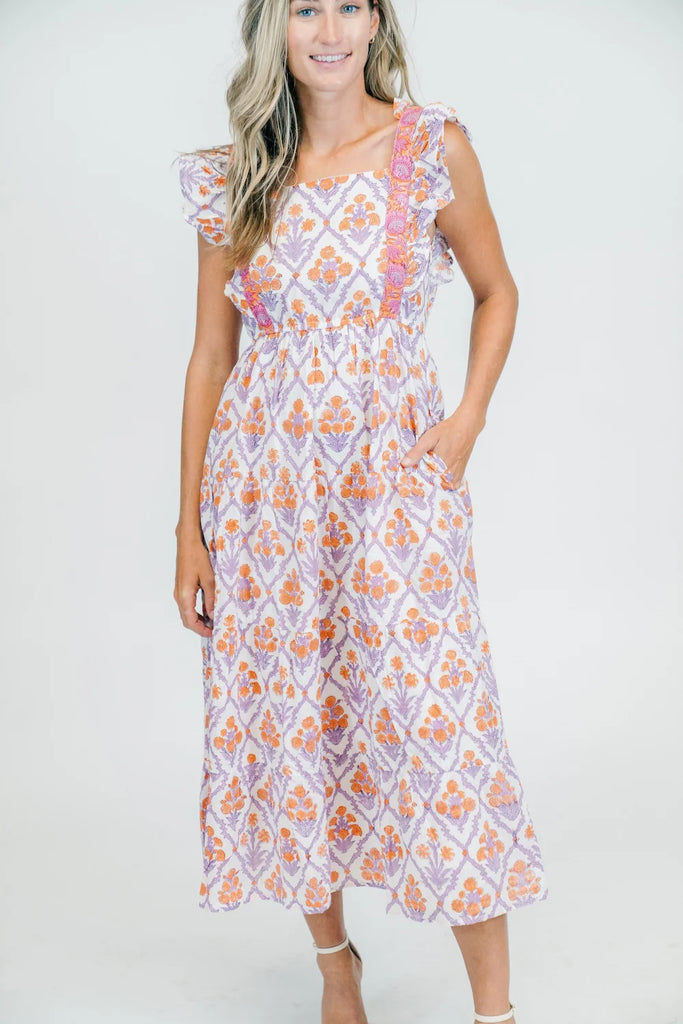 Kacie Gardenia Midi Dress Clothing Peacocks & Pearls Lexington