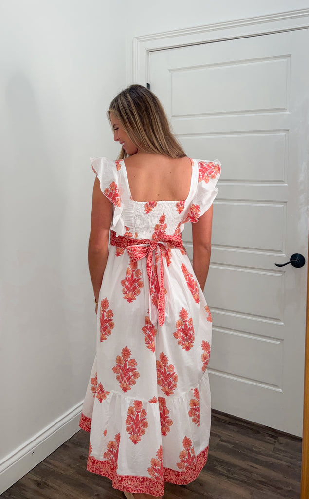 Sutton Sunset Midi Dress Clothing Peacocks & Pearls Lexington   