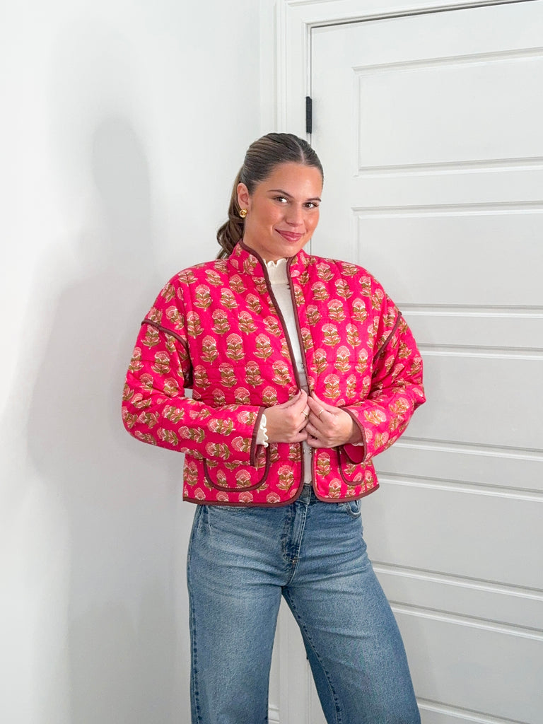 Pink Poppy Fields Jacket Clothing Peacocks & Pearls Lexington