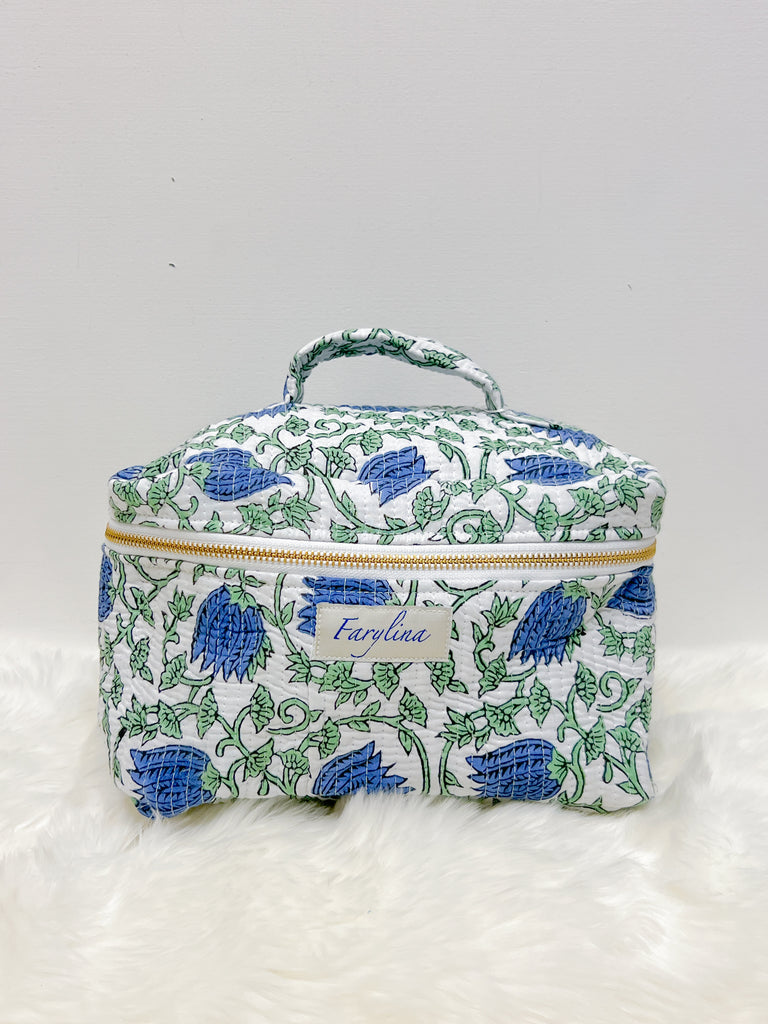 Calli Jane Handle Cosmetic Bag Purse Peacocks & Pearls Lexington Royal/Green