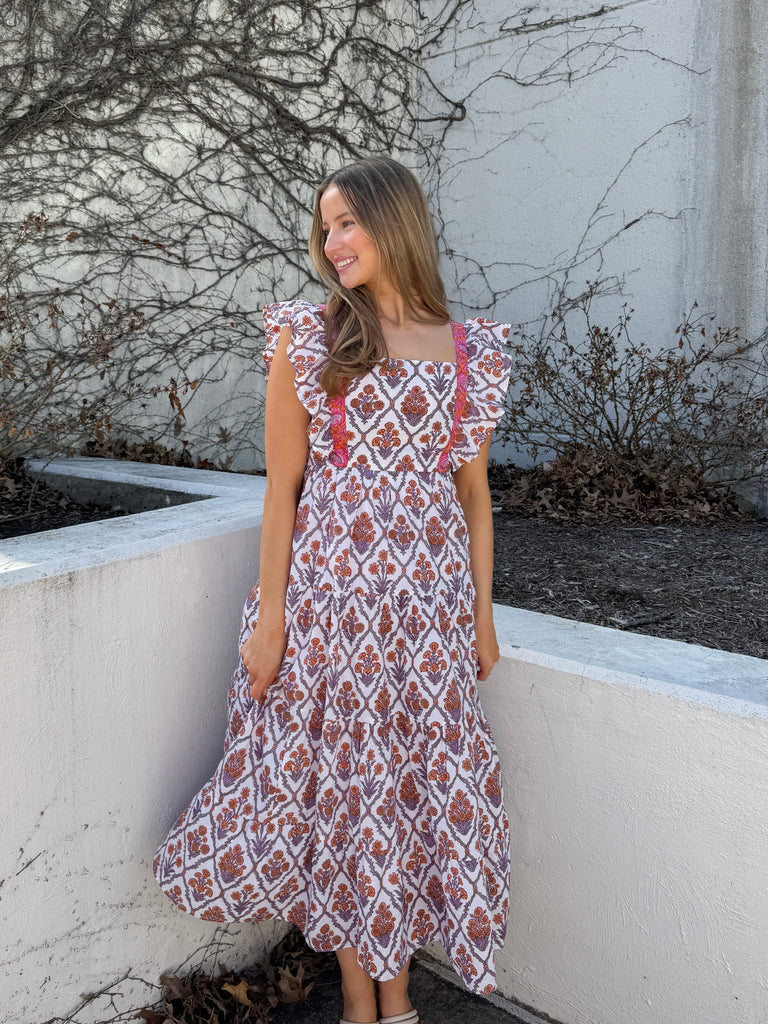 Kacie Gardenia Midi Dress Clothing Peacocks & Pearls Lexington