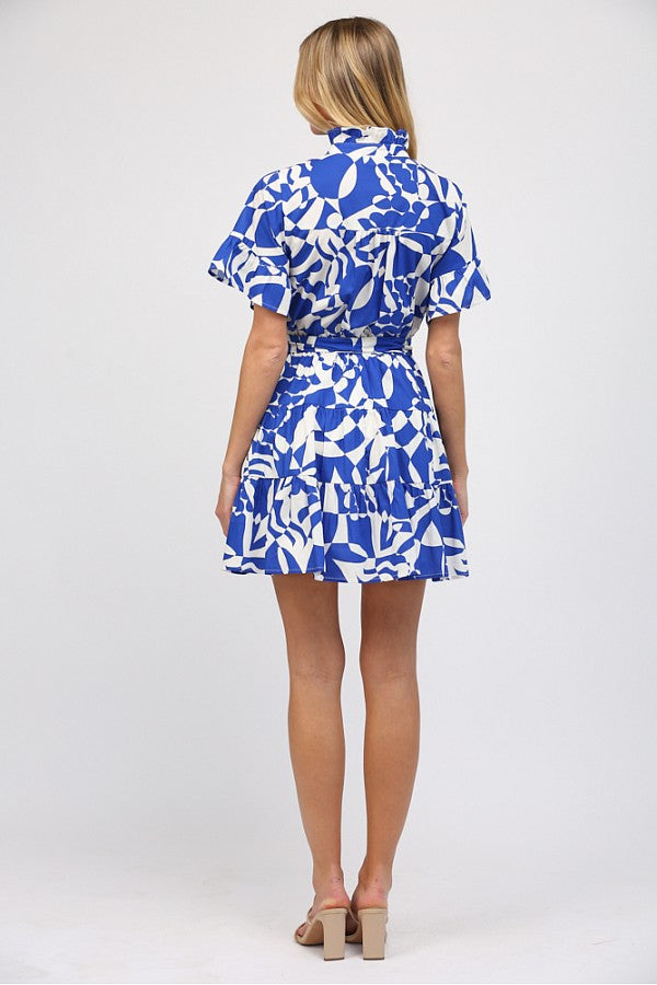 Blue Sea Printed Short Dress Clothing Peacocks & Pearls Lexington   