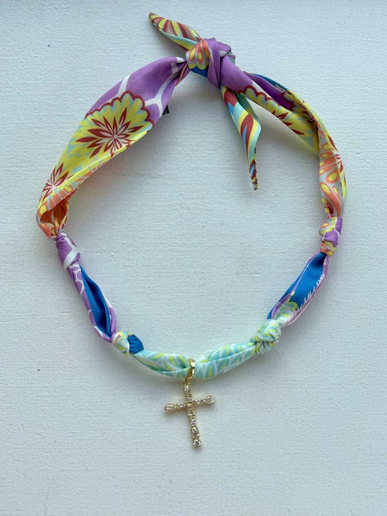 Scarf Pendant Necklace Jewelry Peacocks & Pearls Lexington Cross Multi Color