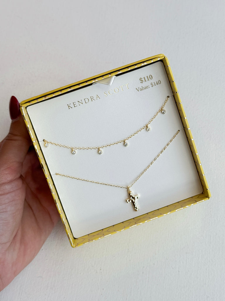 Amelia Cross Necklace Gift Set Jewelry Peacocks & Pearls Lexington