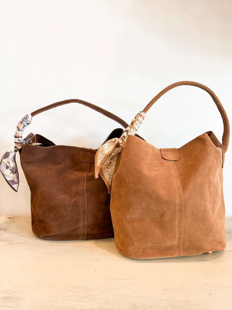 Suede Bucket Bag Accessory Peacocks & Pearls Lexington