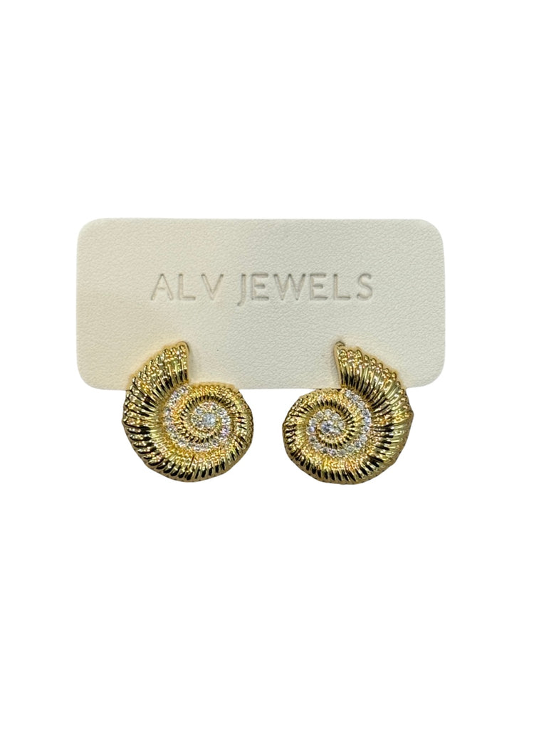 Calico Round Shell Studs Jewelry Peacocks & Pearls Lexington