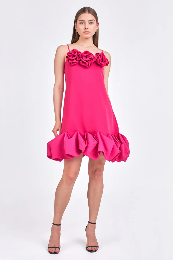 Rose Bubble Mini Dress Clothing August Apparel   