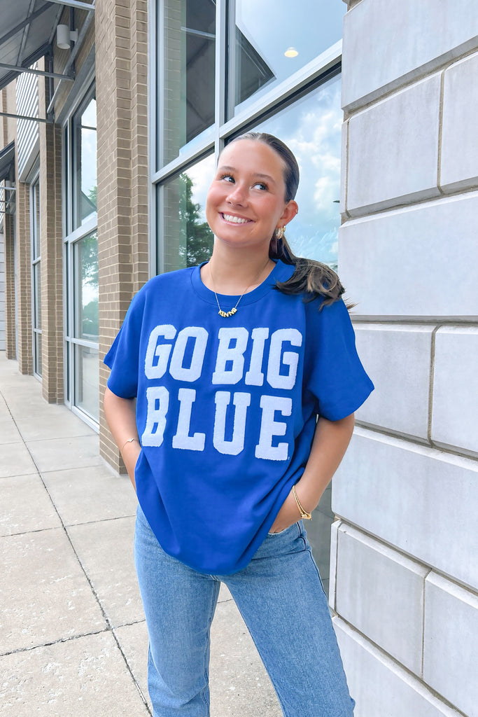 Go Big Blue Chenille Shirt Clothing Peacocks & Pearls Lexington Blue XS