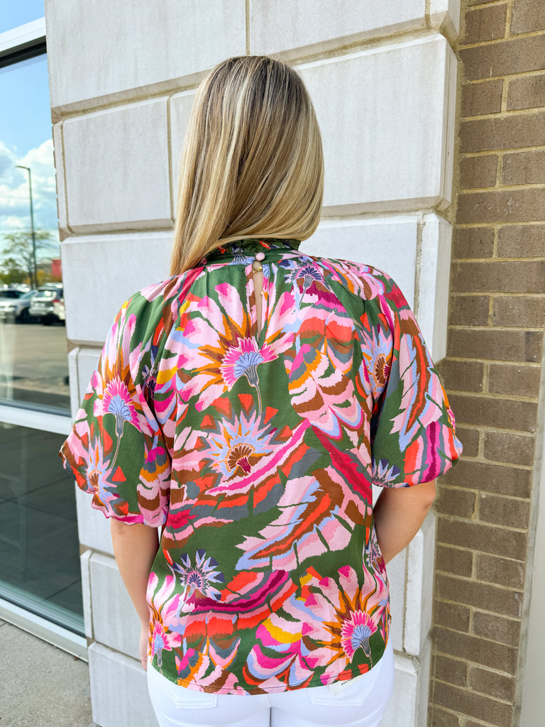 Lily Blooms Green Printed Top  Peacocks & Pearls Lexington   