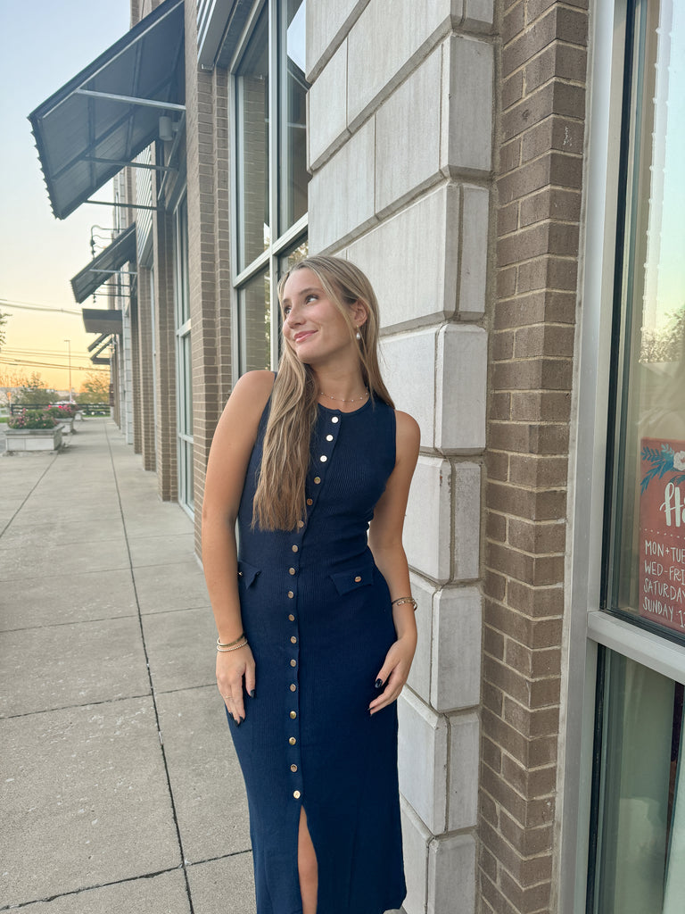 Navy Nights Maxi Dress Clothing Peacocks & Pearls Lexington   