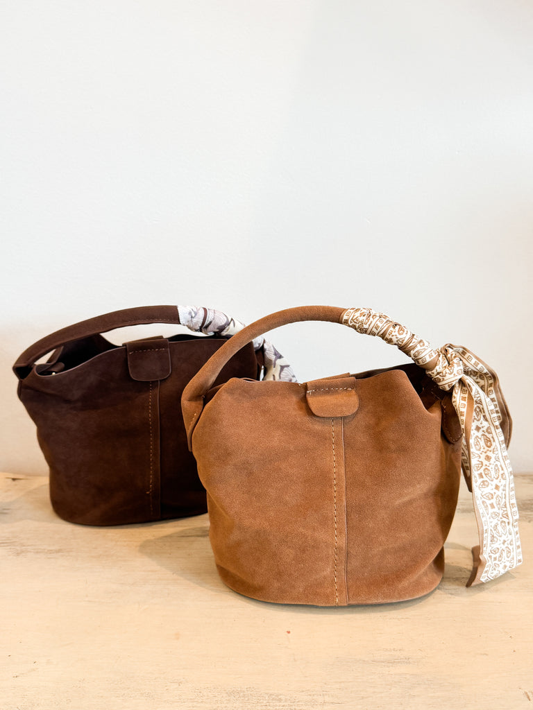 Suede Bucket Bag Accessory Peacocks & Pearls Lexington