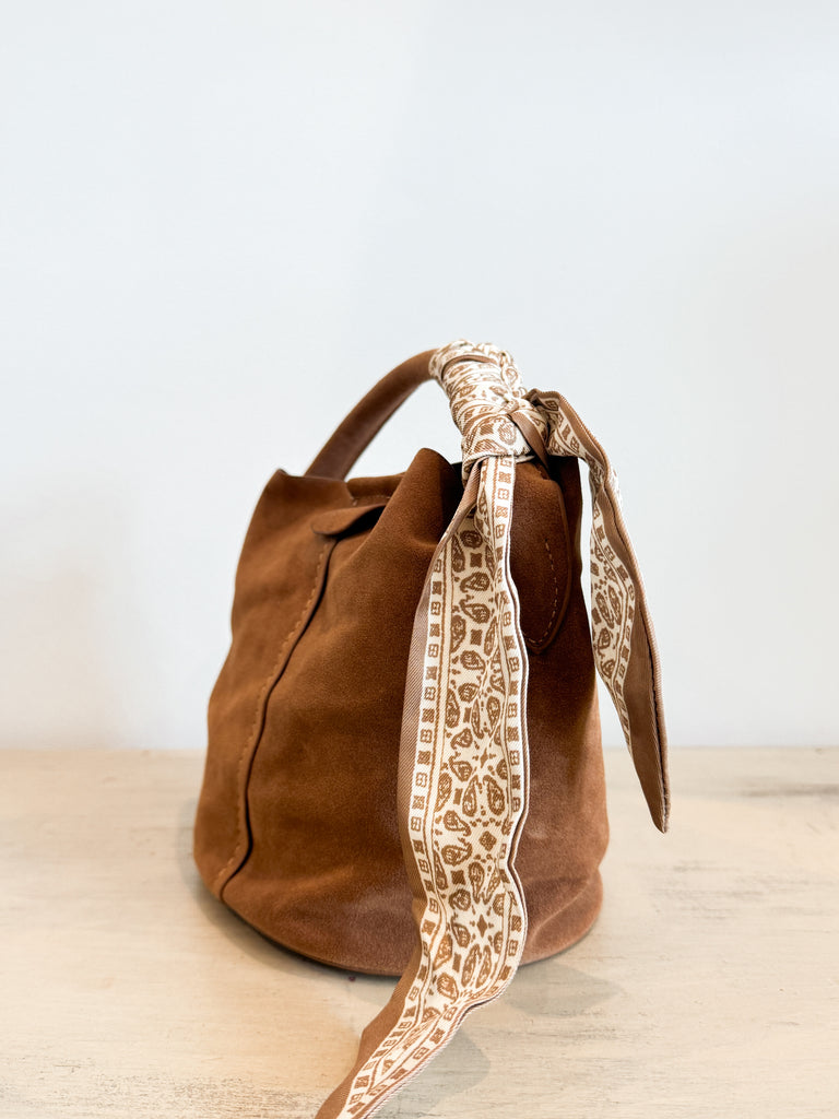 Suede Bucket Bag Accessory Peacocks & Pearls Lexington
