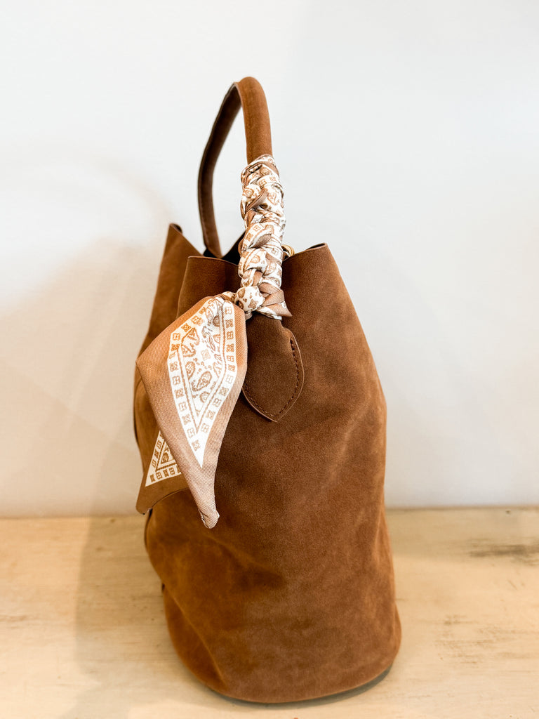Suede Bucket Bag Accessory Peacocks & Pearls Lexington