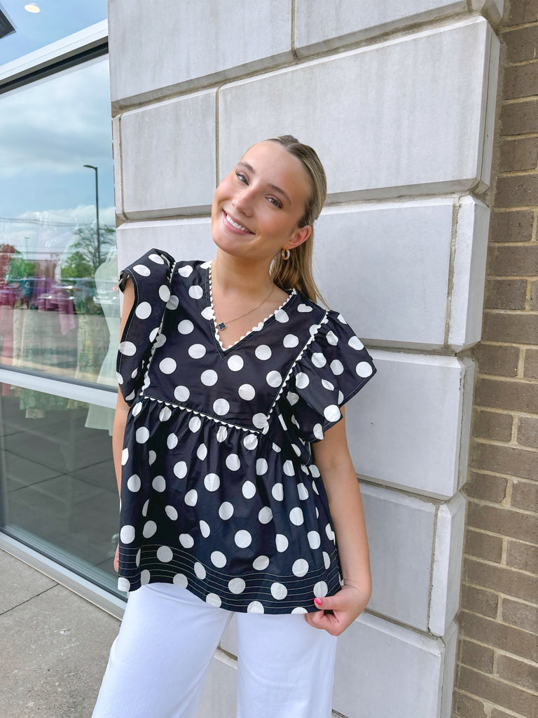 Pretty Polka Top Clothing Peacocks & Pearls Lexington