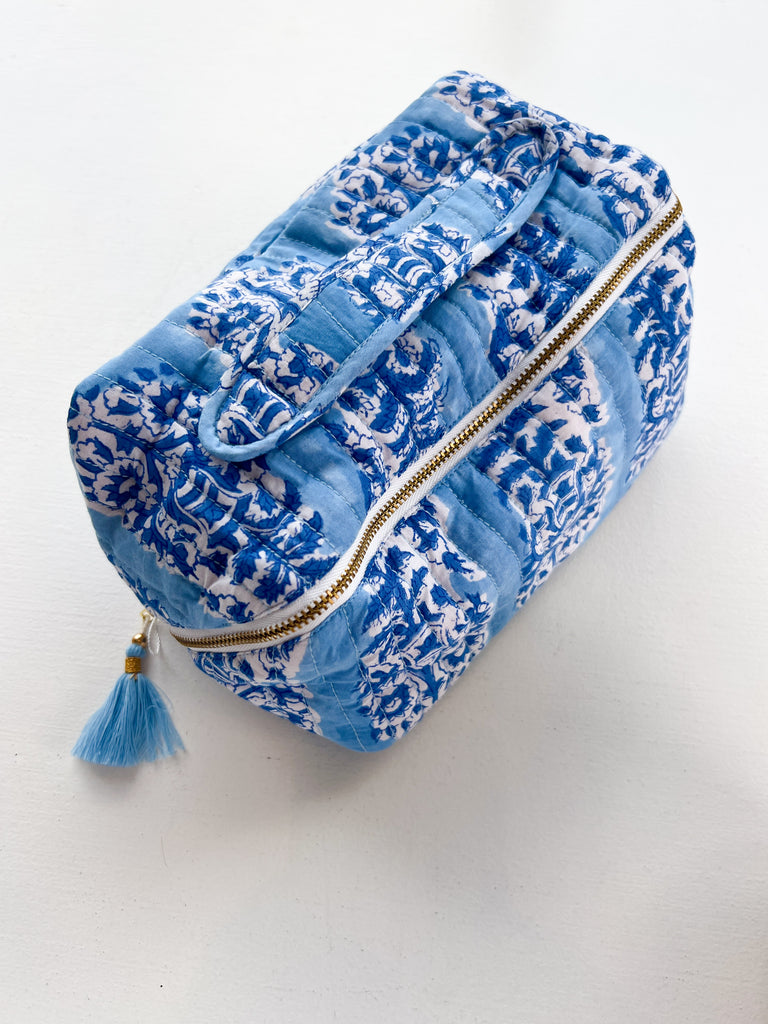 The Evie Cosmetic Pouch Accessory Peacocks & Pearls Lexington Blue/White