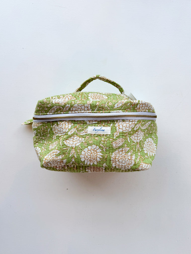 Calli Jane Handle Cosmetic Bag Purse Peacocks & Pearls Lexington Sage/White