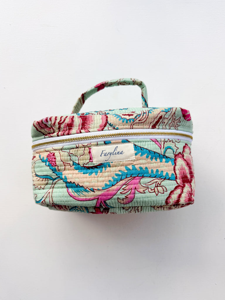 Calli Jane Handle Cosmetic Bag Purse Peacocks & Pearls Lexington Maui Mint