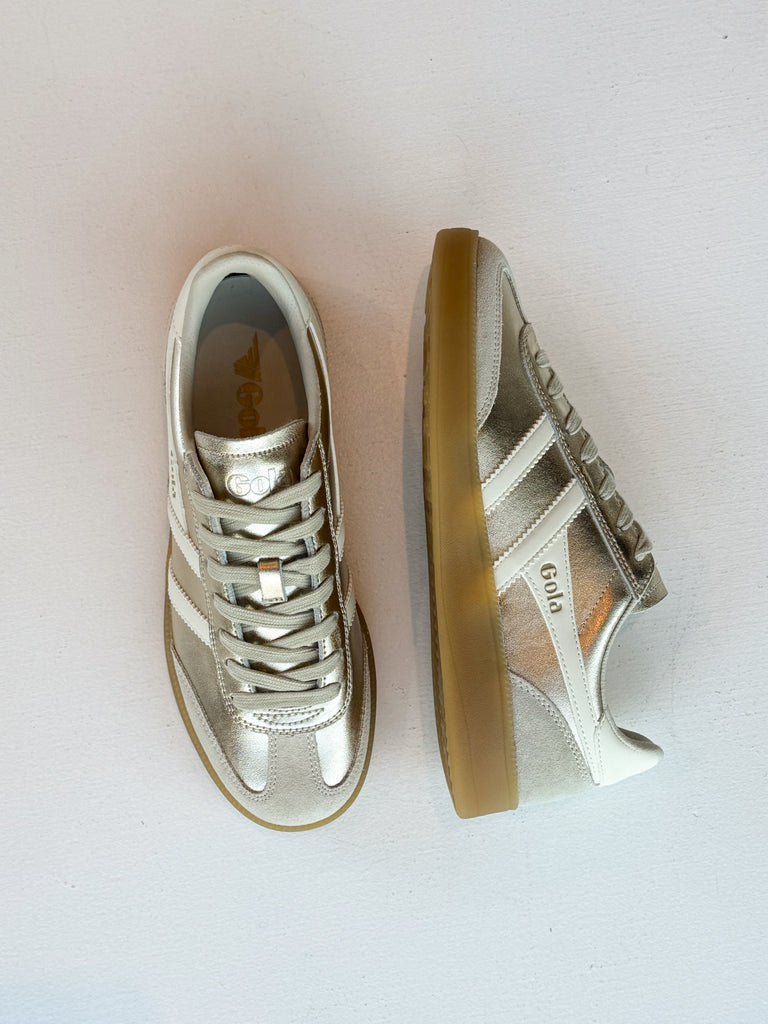 Viper Gold Metallic Sneaker Shoes Peacocks & Pearls Lexington