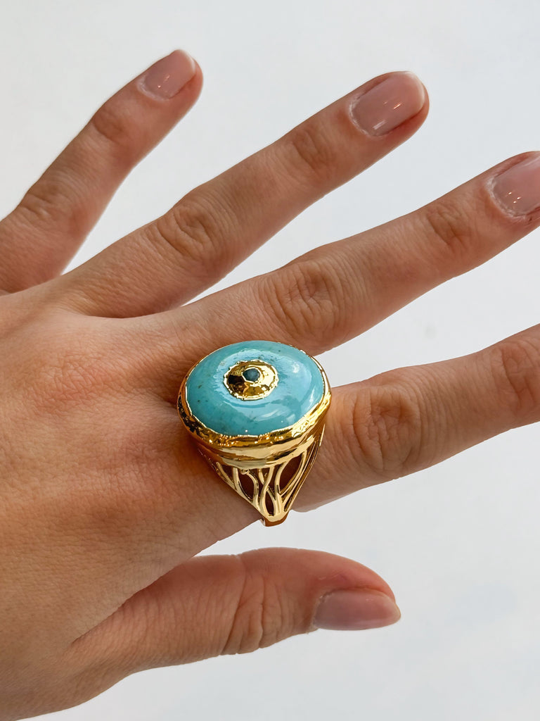 Round Turquoise Ring Jewelry Peacocks & Pearls Lexington