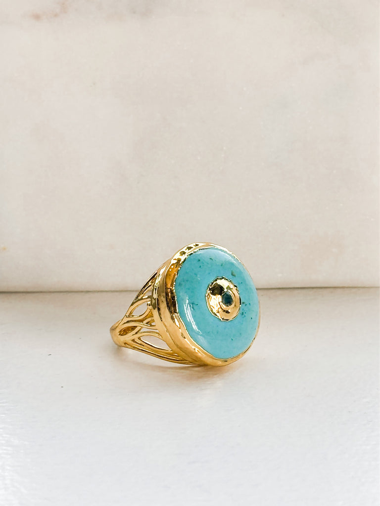 Round Turquoise Ring Jewelry Peacocks & Pearls Lexington
