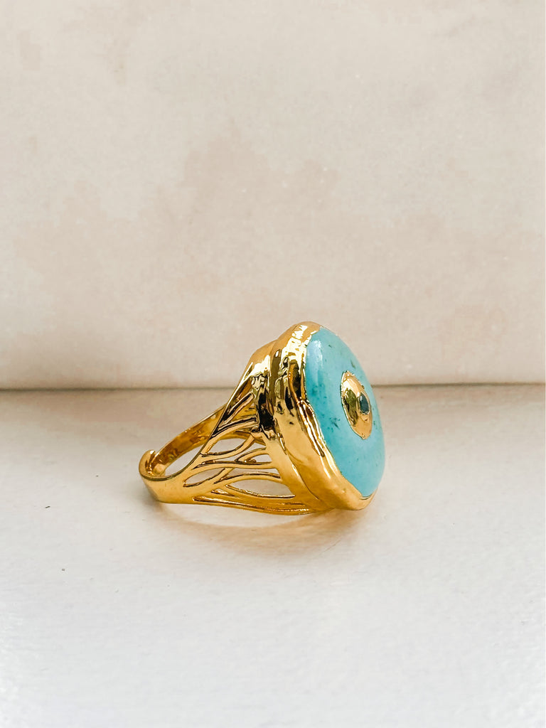Round Turquoise Ring Jewelry Peacocks & Pearls Lexington