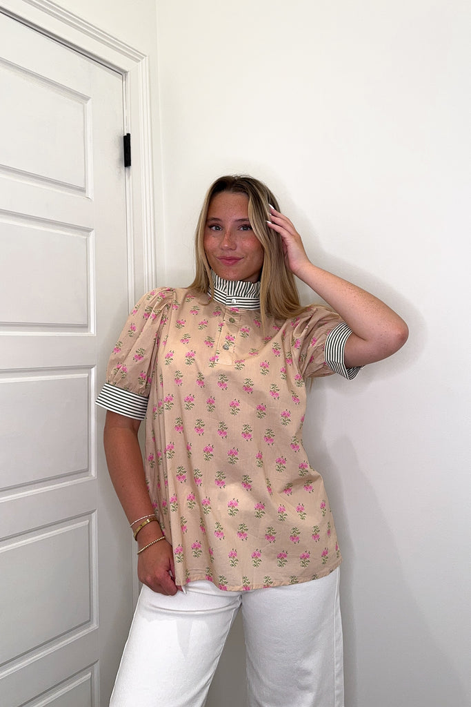Petal Kiss Top Clothing Peacocks & Pearls Lexington Taupe S