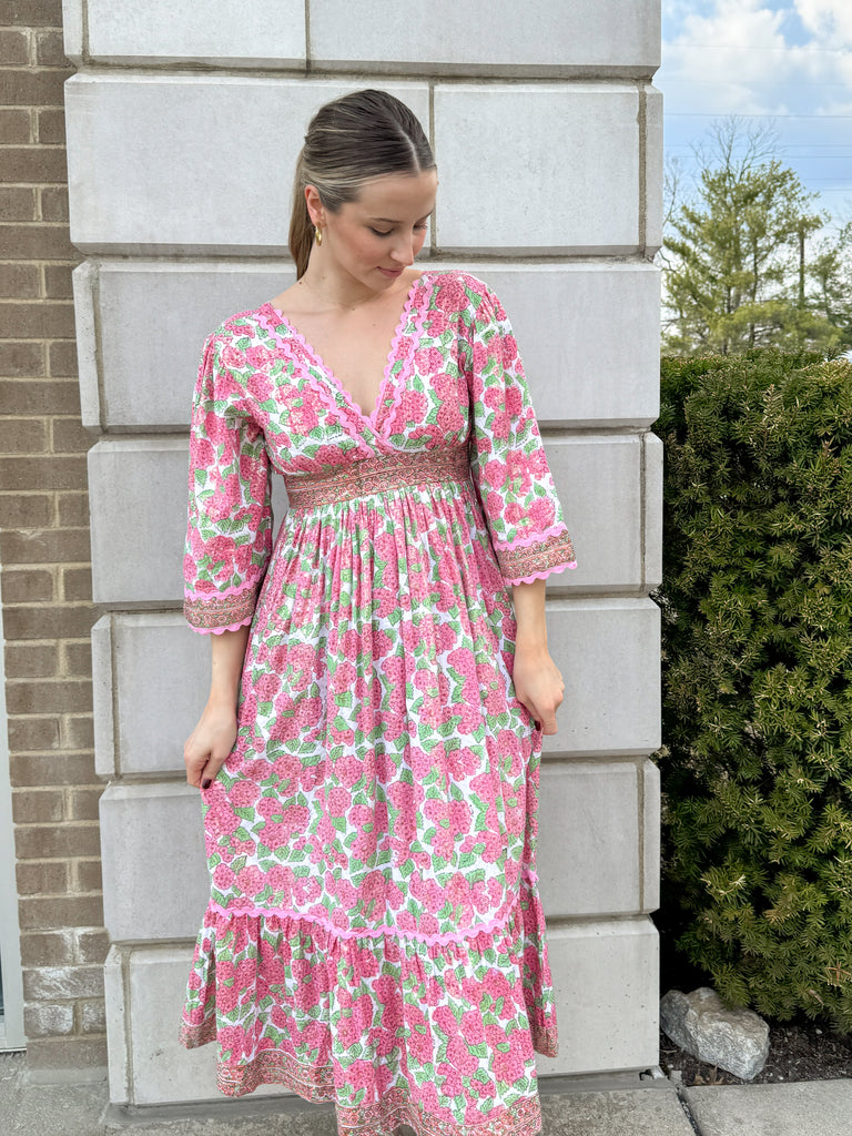 Blush & Gold Bloom Dress Clothing Peacocks & Pearls Lexington