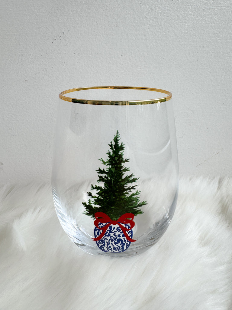 The Evergreen Chinoiserie Wine Glass Home Peacocks & Pearls Lexington