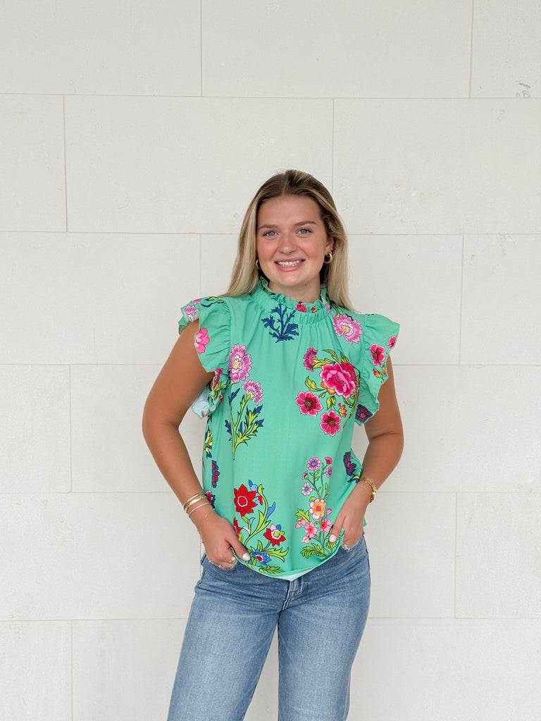 Painted Petals Top Clothing Peacocks & Pearls Lexington