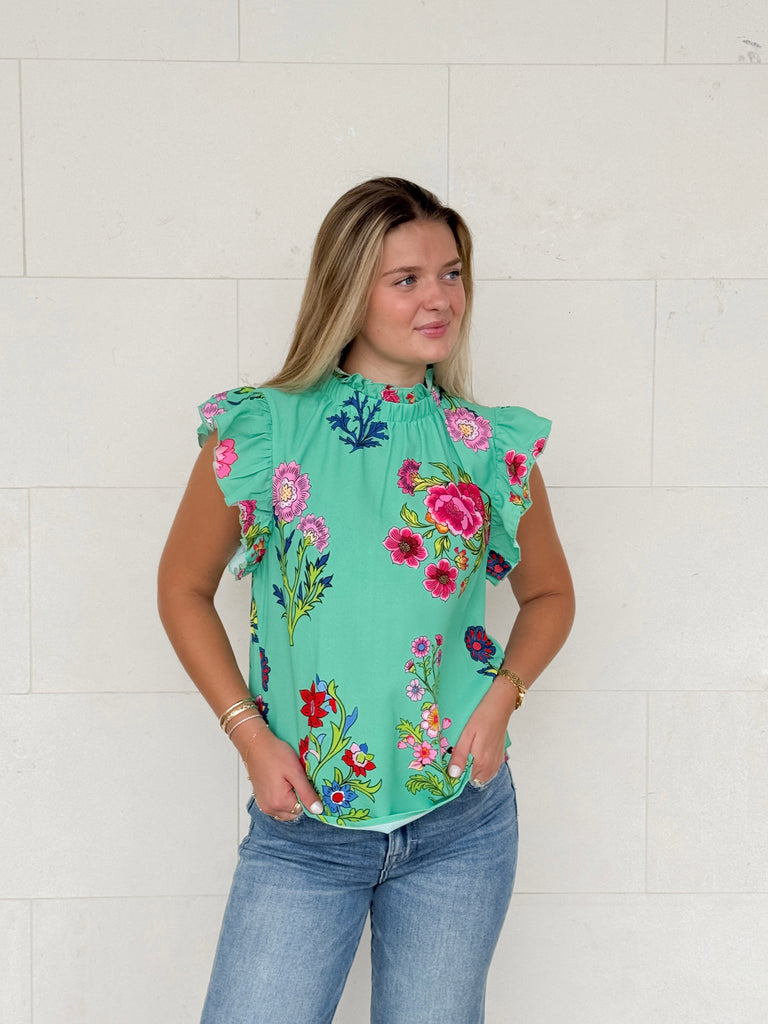 Painted Petals Top Clothing Peacocks & Pearls Lexington