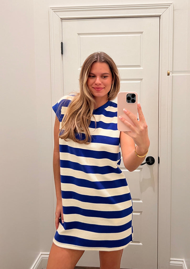 Saylor Stripes Royal Dress Clothing Entro   