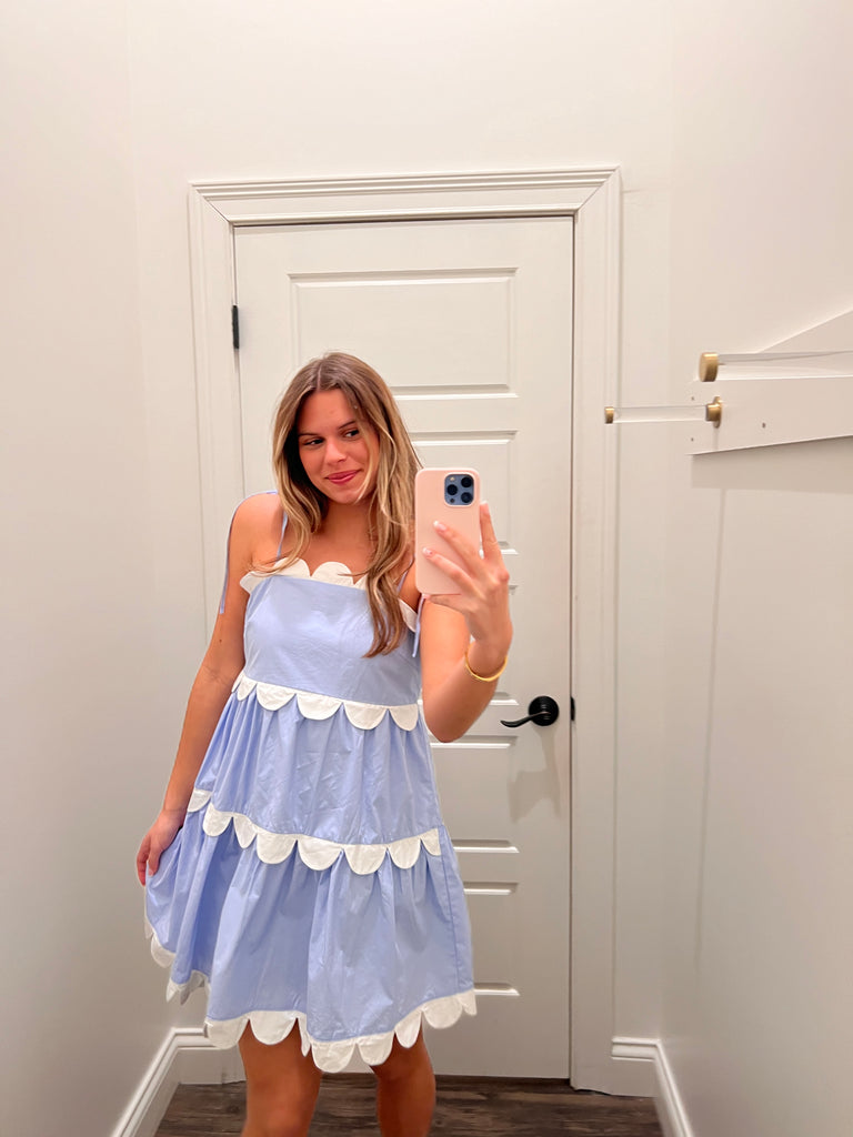 Southern Scallops Tiered Dress Clothing Peacocks & Pearls Lexington   