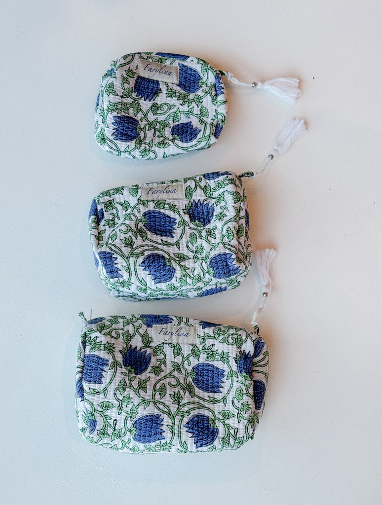 Quilted Toiletry Bag Accessory Peacocks & Pearls Lexington Royal/Gree Small