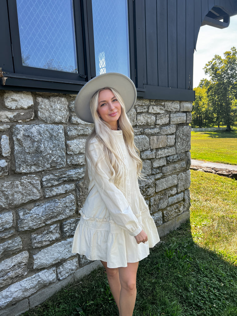 Found My Place Cream Button Down Dress Clothing Peacocks & Pearls Lexington   