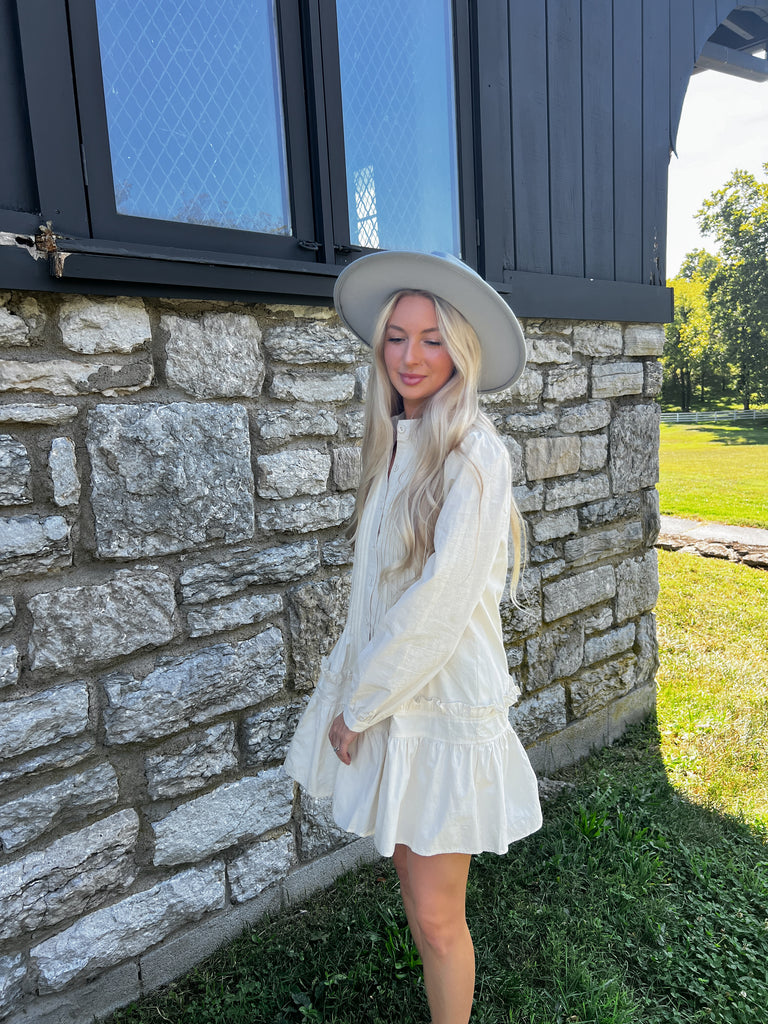 Found My Place Cream Button Down Dress Clothing Peacocks & Pearls Lexington   