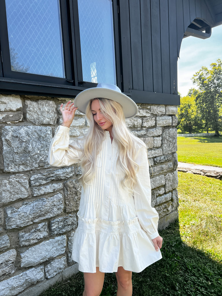 Found My Place Cream Button Down Dress Clothing Peacocks & Pearls Lexington   