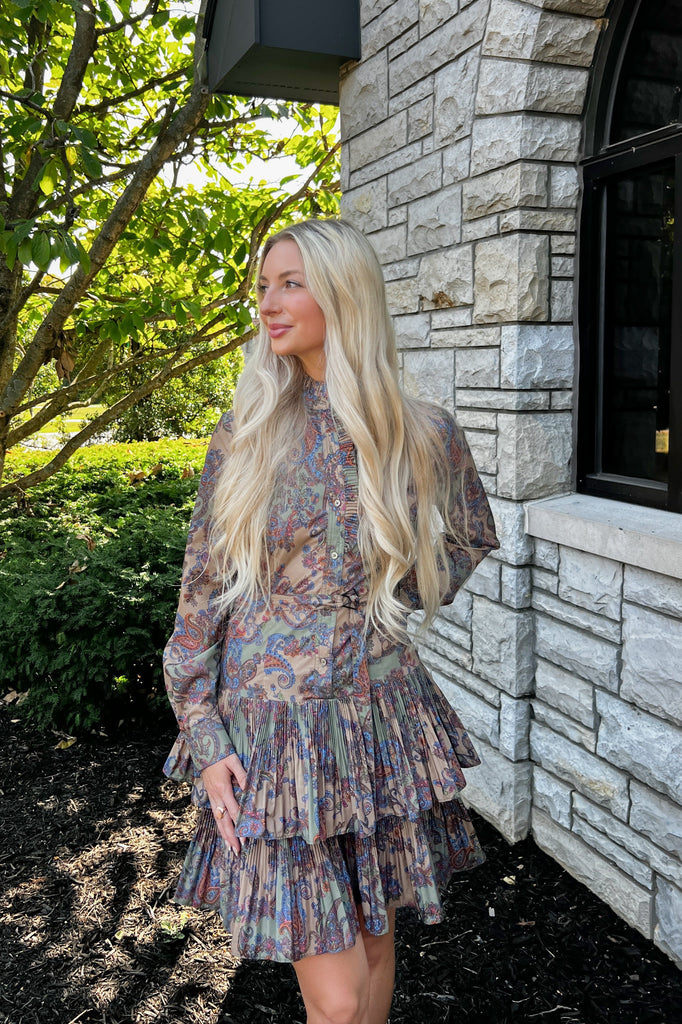 Nothing Nicer Ruffle Paisley Dress Clothing Peacocks & Pearls Lexington   