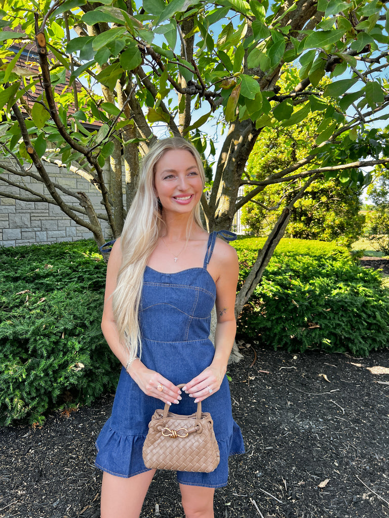 Country Fest Denim Tie Strap Dress Peacocks & Pearls Lexington Country Fest Denim Tie Strap Dress Peacocks & Pearls Lexington