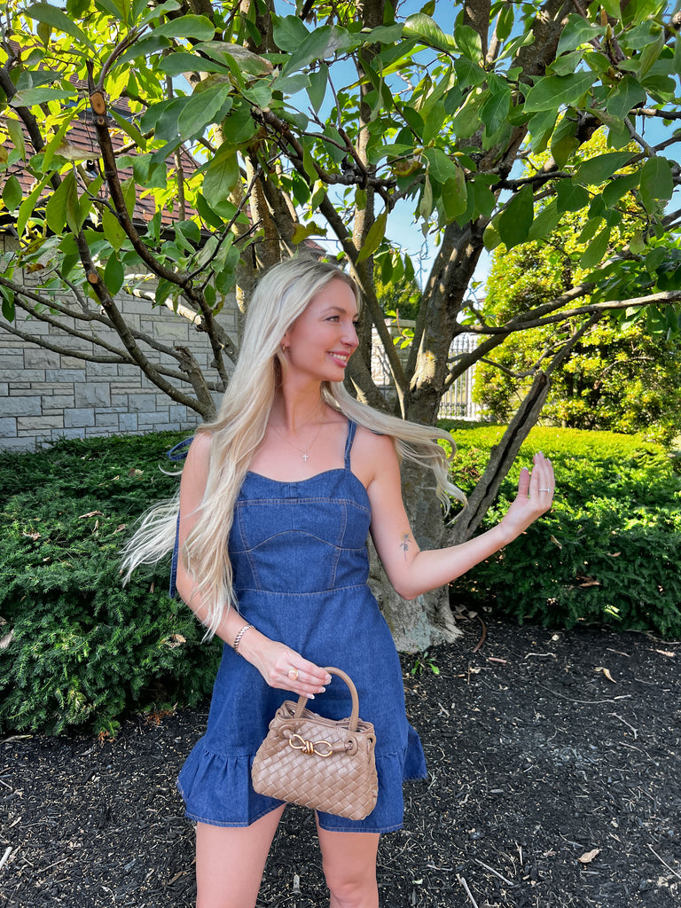 Country Fest Denim Tie Strap Dress Peacocks & Pearls Lexington Country Fest Denim Tie Strap Dress Peacocks & Pearls Lexington