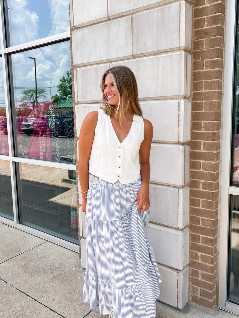 Nice & Nautical Striped Skirt Clothing Peacocks & Pearls Lexington   