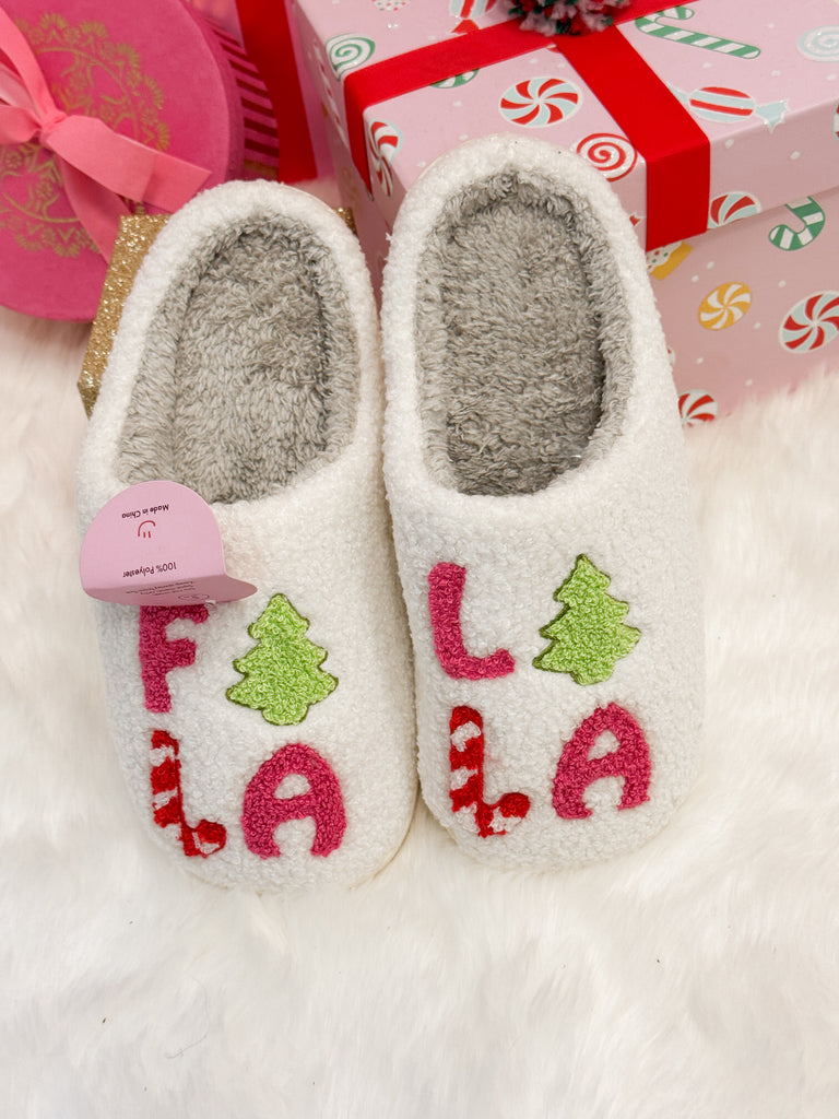 The Mistle-Toes Holiday Slippers Shoes Peacocks & Pearls Lexington Fa La La La S