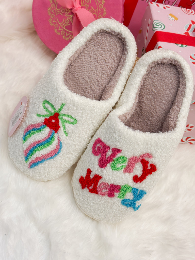 The Mistle-Toes Holiday Slippers Shoes Peacocks & Pearls Lexington Vey Merry S